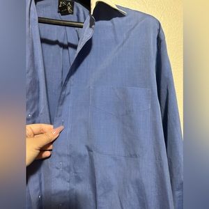 Jos A Bank Blue long sleeve w/white collar -cuff links required- size 16-34